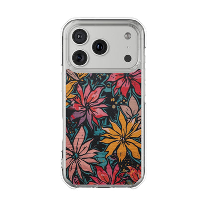 Clear Impact Phone Case — Vibrant Floral Poinsettia Design (Magnetic)