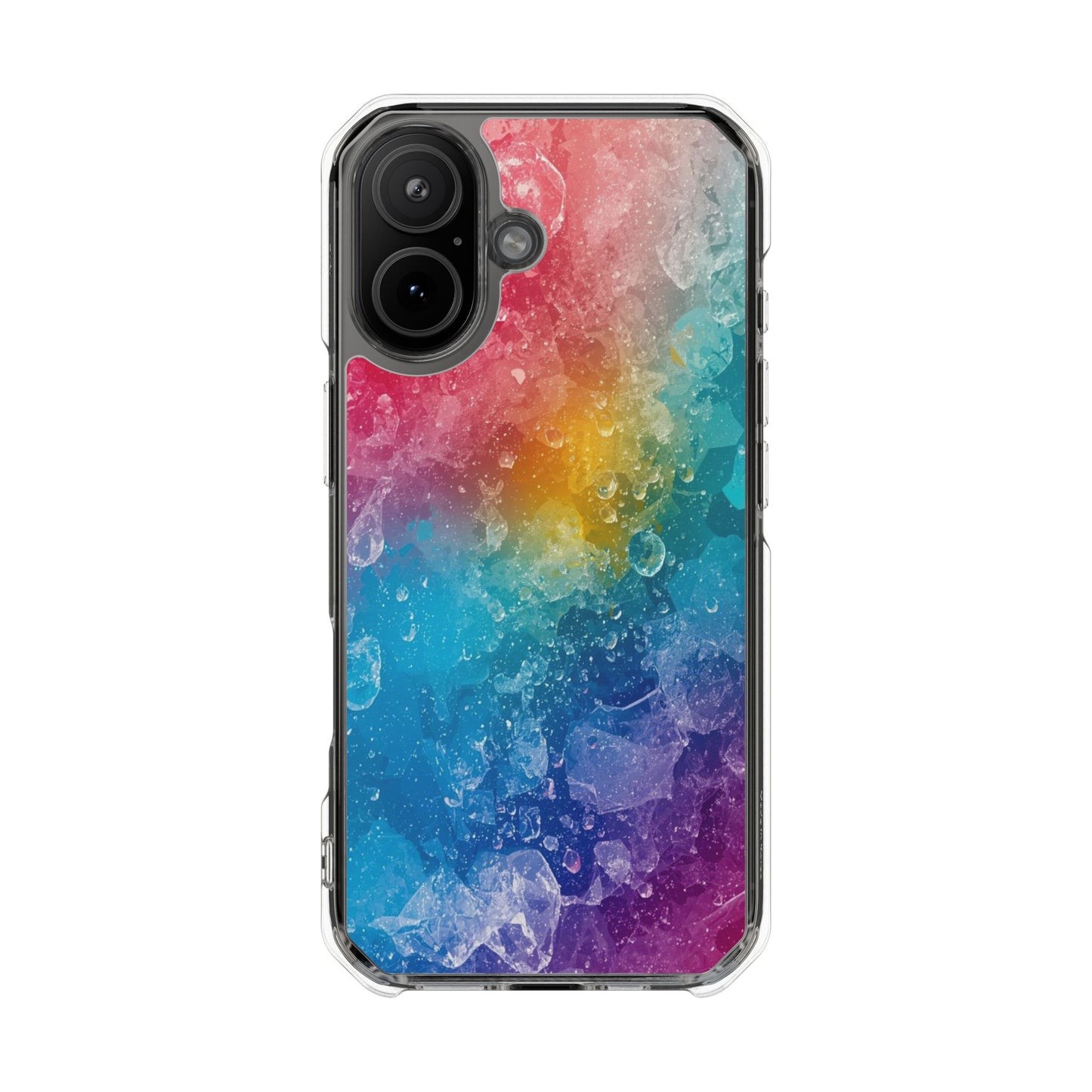 Clear Magnetic Phone Case — Rainbow Crystal Watercolor Impact Protective Cover