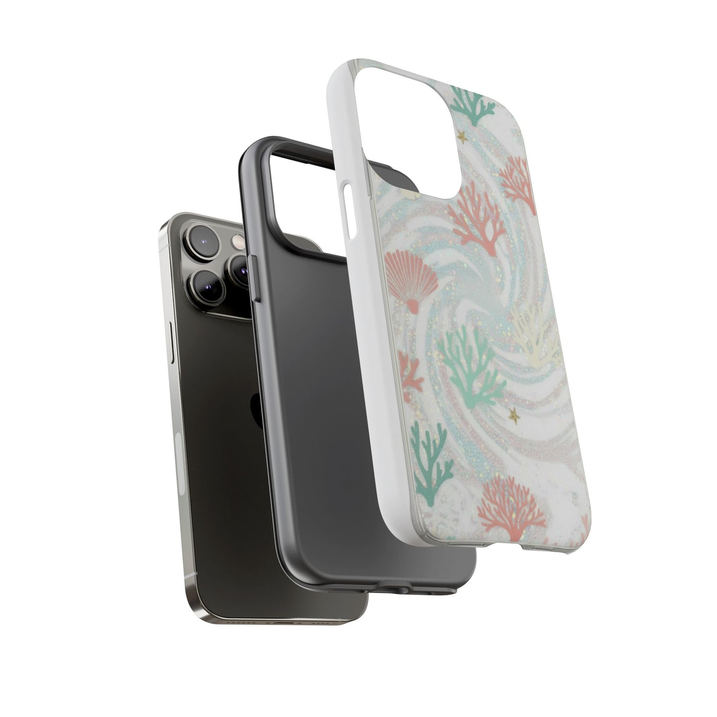 Seafoam Coral Tough Phone Case - Pastel Ocean Wave Design
