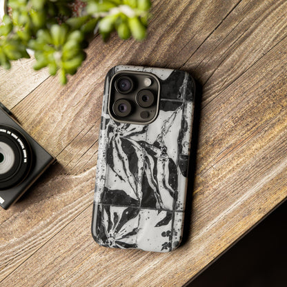 Monochrome Tile Floral Tough Phone Case