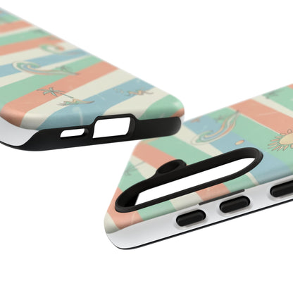 Surf Stripe Tough Phone Case — Retro Beach Waves Pattern