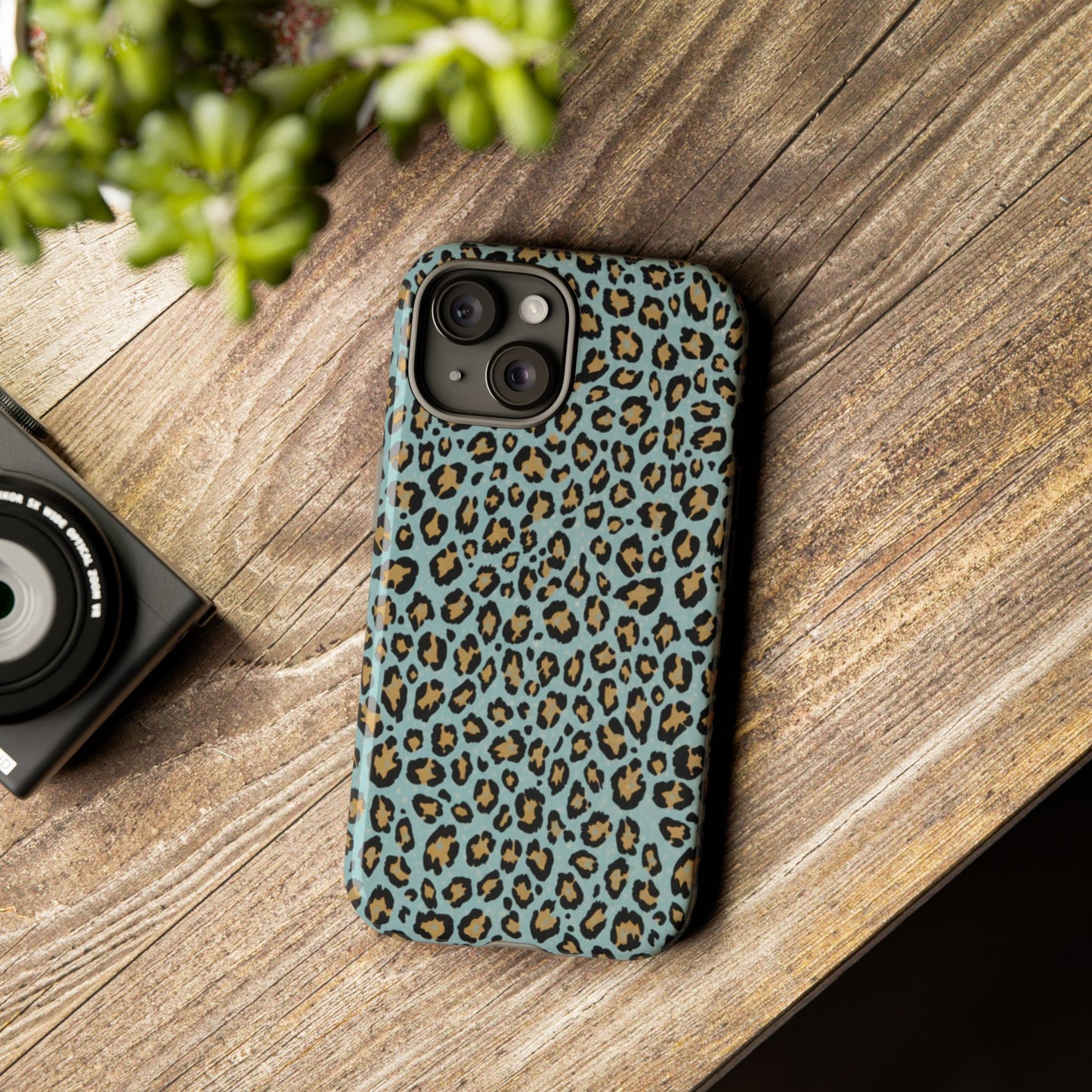 Leopard Print Tough Phone Case - Blue Cheetah Protective Cover