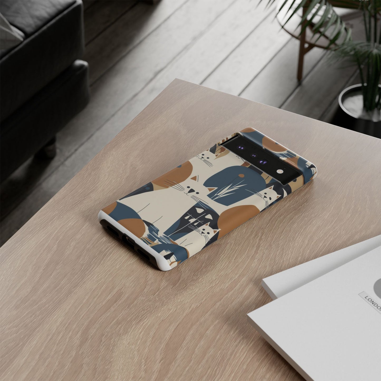 Cat Pattern Phone Case – Retro Abstract Cats Protective iPhone Cover