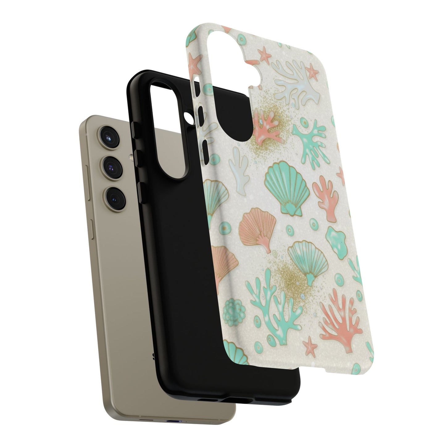 Seashell Coral Phone Case — Pastel Beach Shells Protective Tough Case