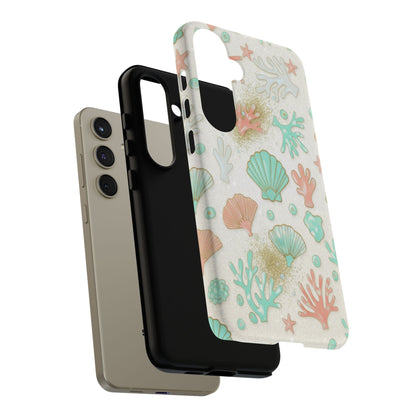 Seashell Coral Phone Case — Pastel Beach Shells Protective Tough Case