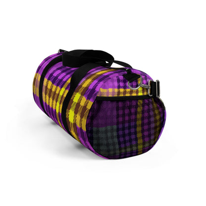Purple & Gold Plaid Duffel Bag — Retro Travel Gym Bag