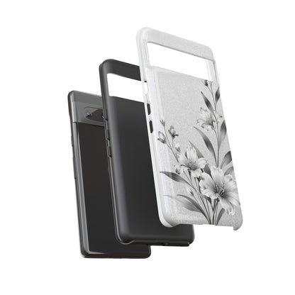 Floral Monochrome Phone Case — Elegant Black & White Lily Design
