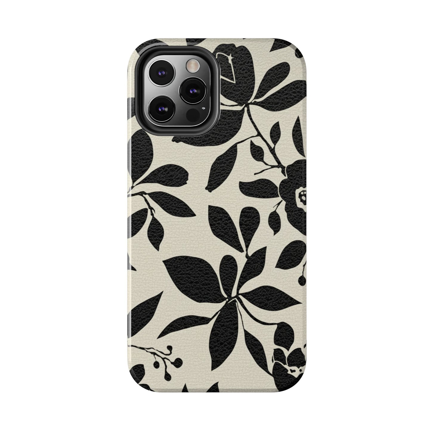 Tough Phone Case — Black Floral Silhouette Protective Cover