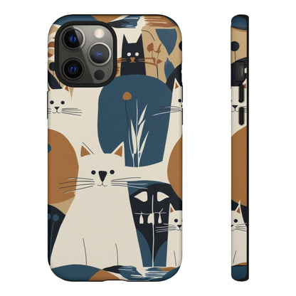 Cat Pattern Phone Case – Retro Abstract Cats Protective iPhone Cover