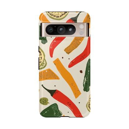 Spicy Peppers Phone Case – Colorful Chili, Lime & Citrus Pattern