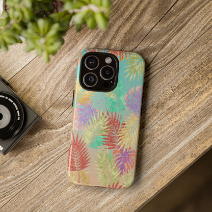 Tropical Palm Leaf Tough Phone Case – Colorful Pastel Botanical Protection