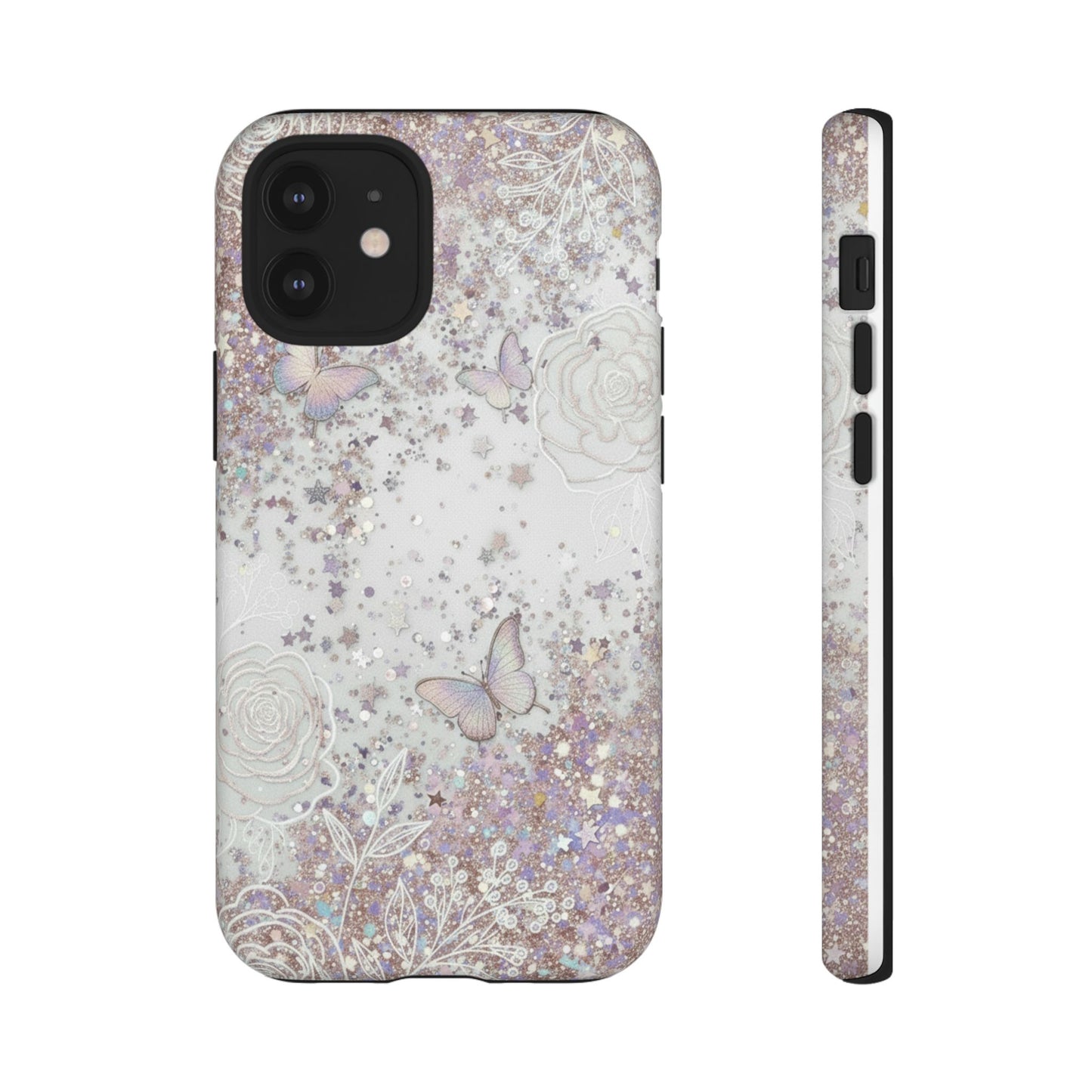 Butterfly Glitter Tough Phone Case — Floral Sparkle Protective Case