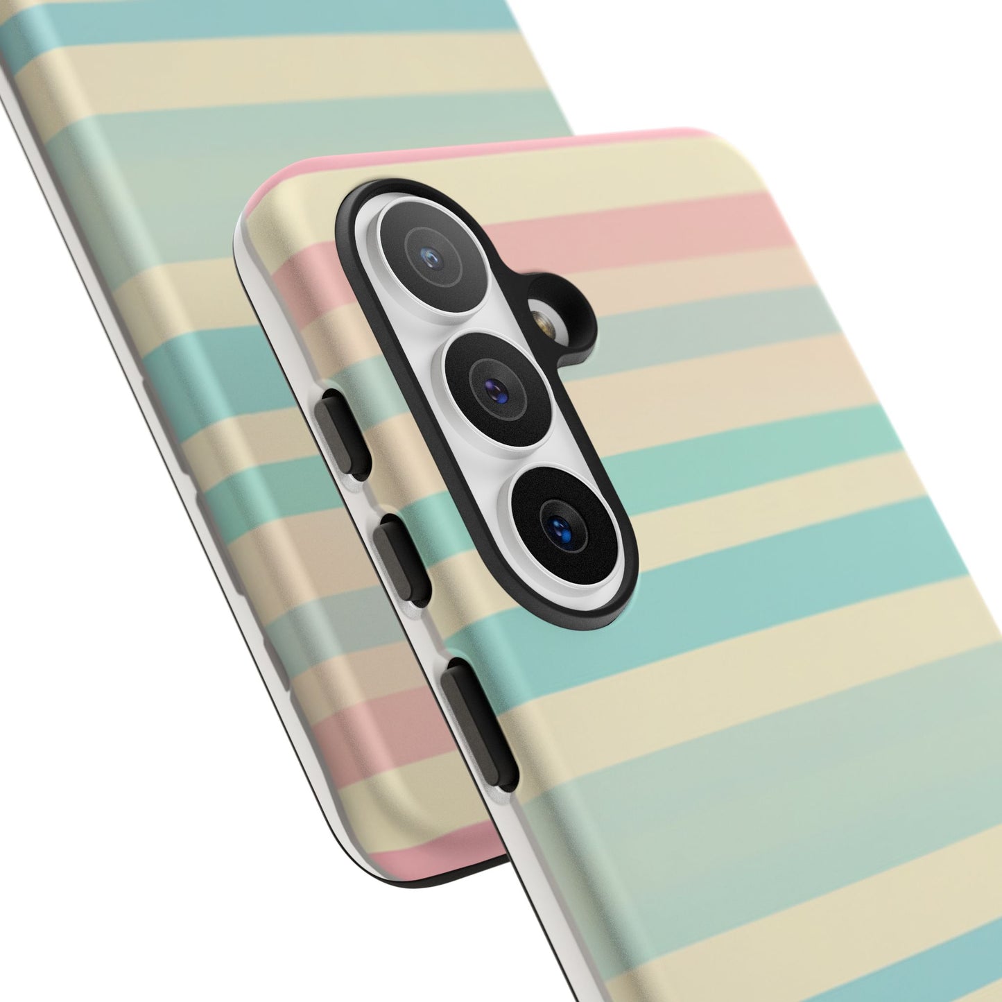 Pastel Striped Tough Phone Case – Protective Retro Rainbow Design