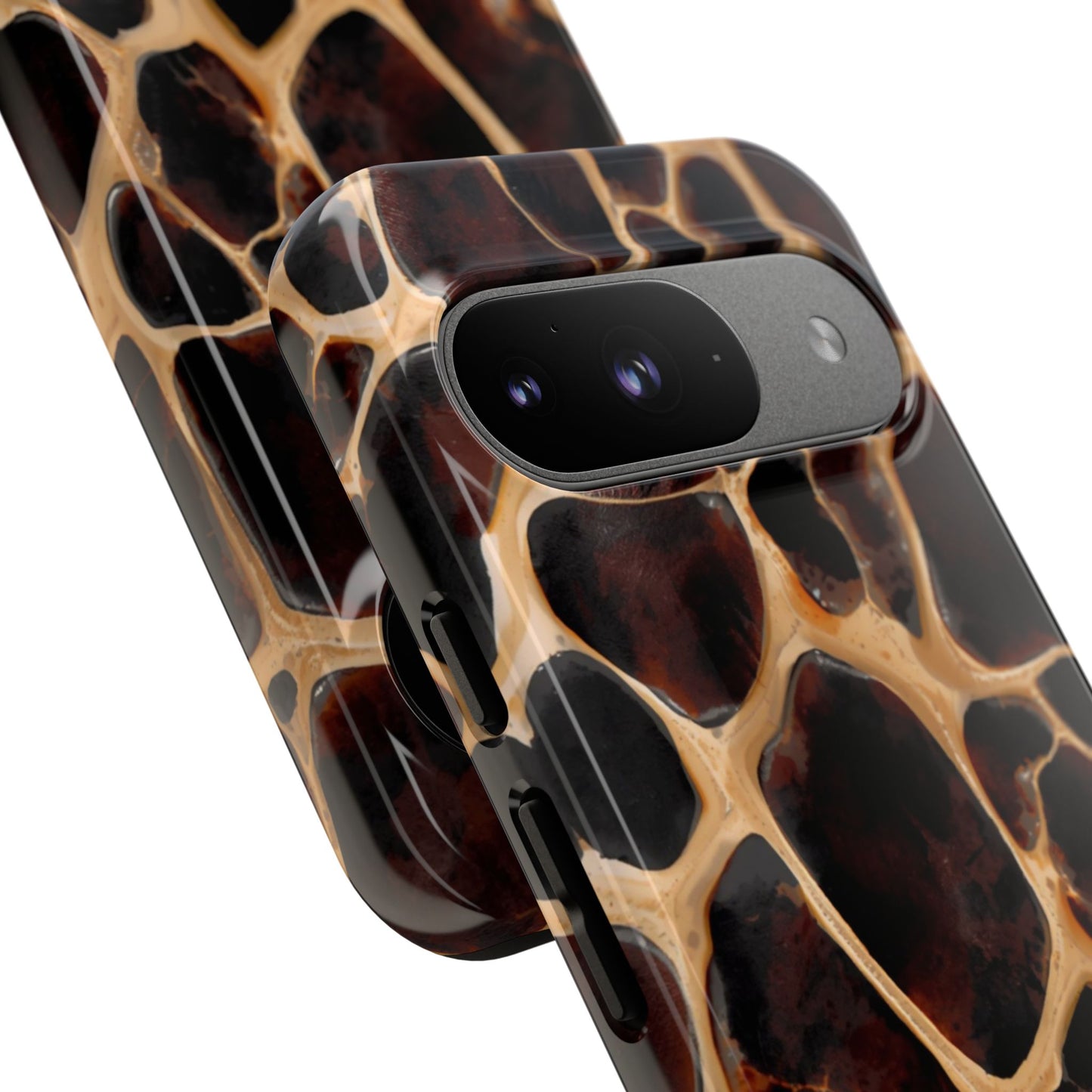 Phone Case — Brown Leather Dot Texture Rugged Protective Cover