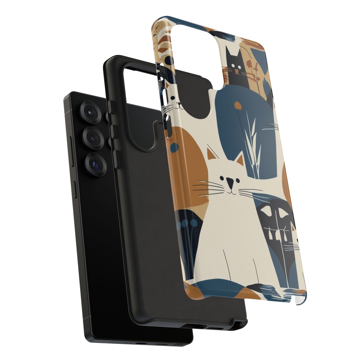 Cat Pattern Phone Case – Retro Abstract Cats Protective iPhone Cover