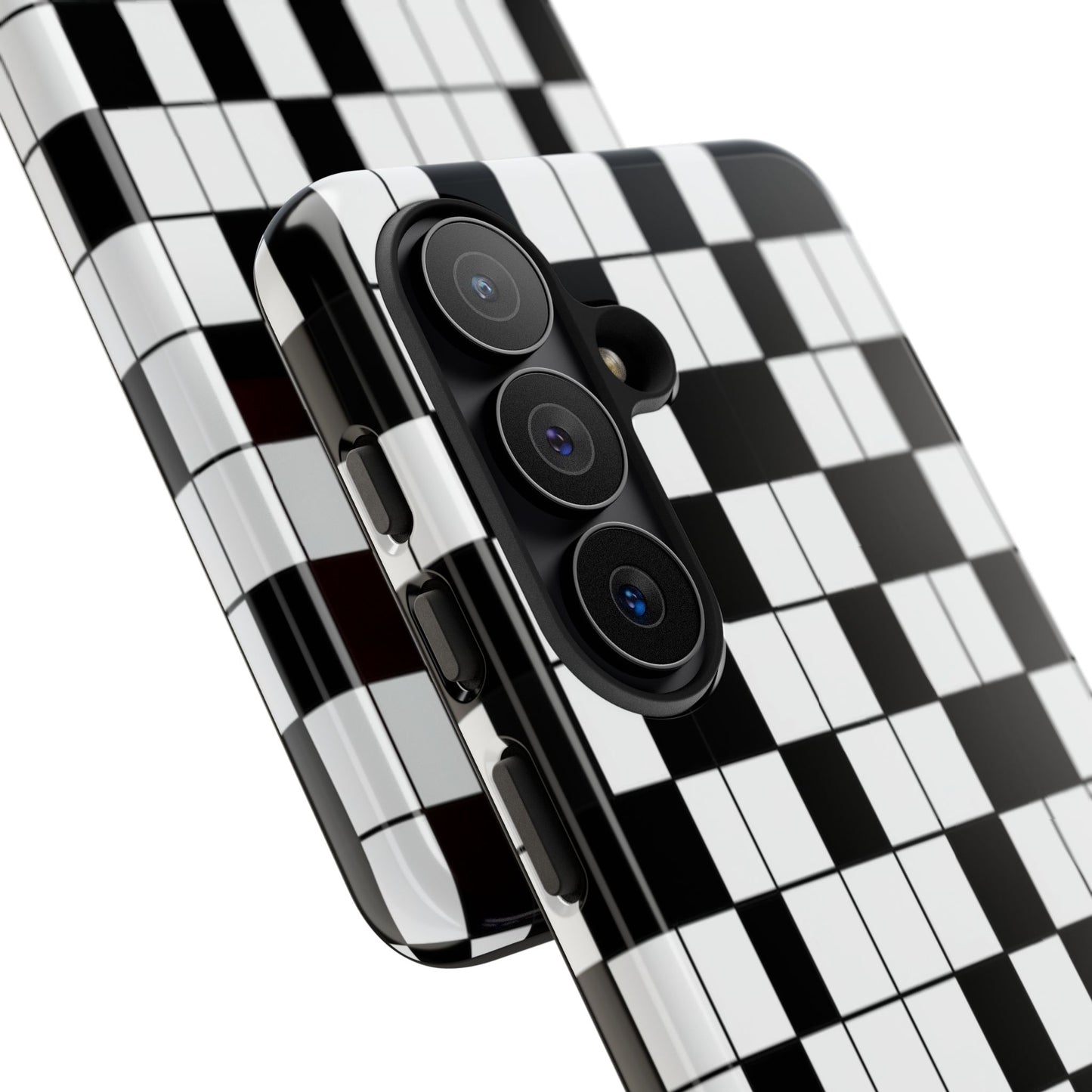 Crossword Grid Phone Case — Black & White Puzzle Pattern Tough Phone Cover