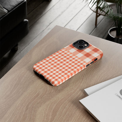 Buffalo Check Tough Phone Case — Orange Gingham Protective Cover