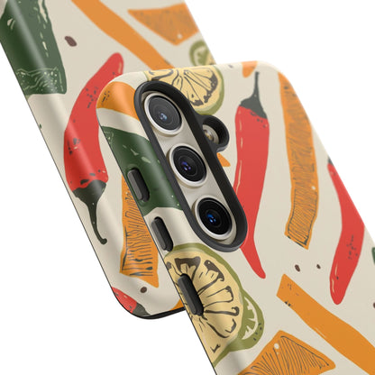 Spicy Peppers Phone Case – Colorful Chili, Lime & Citrus Pattern