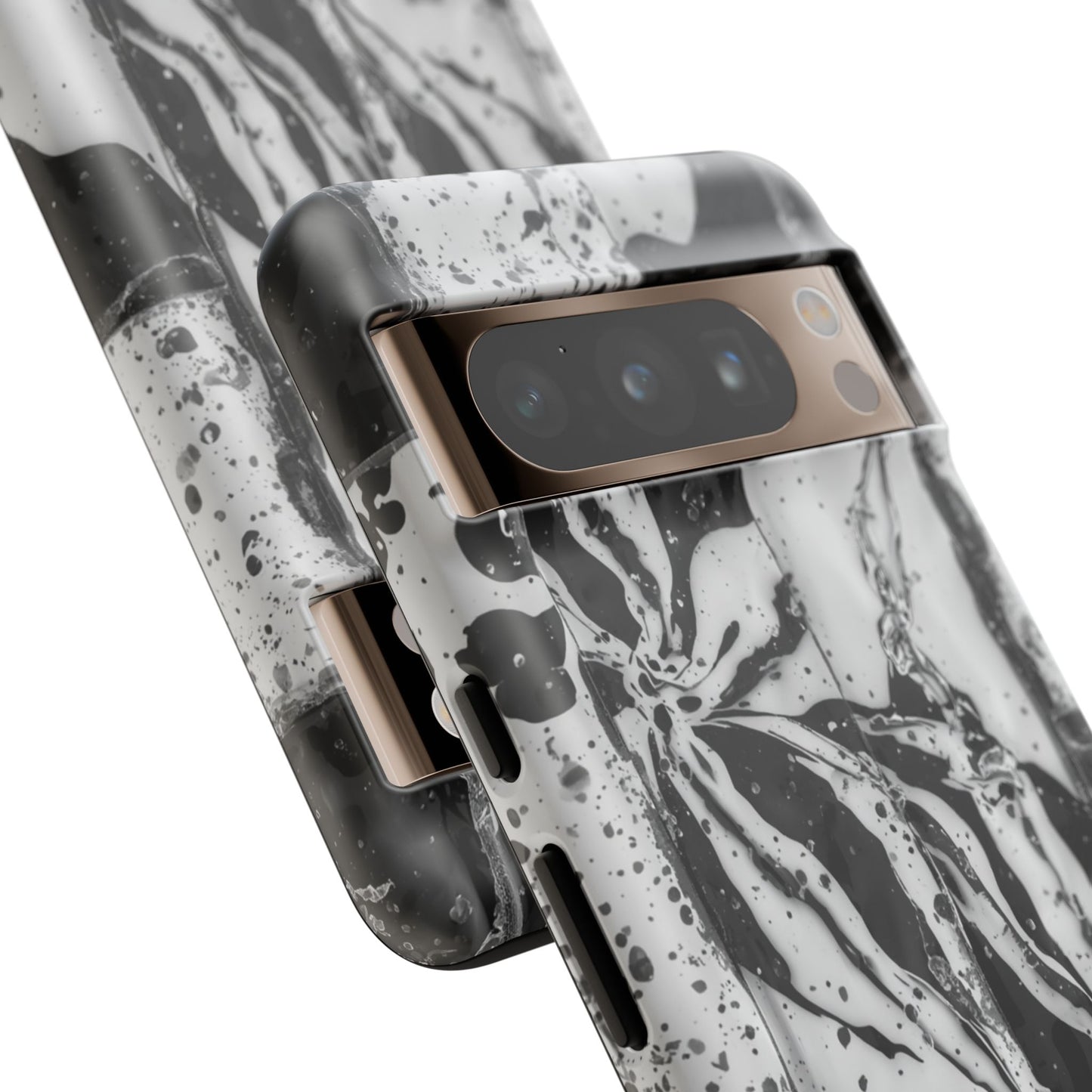 Monochrome Tile Floral Tough Phone Case