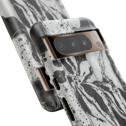 Monochrome Tile Floral Tough Phone Case