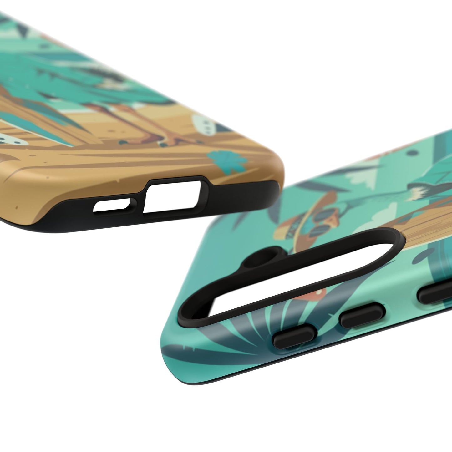 Phone Case — Retro Dressed Seagull Surfing Beach Illustration