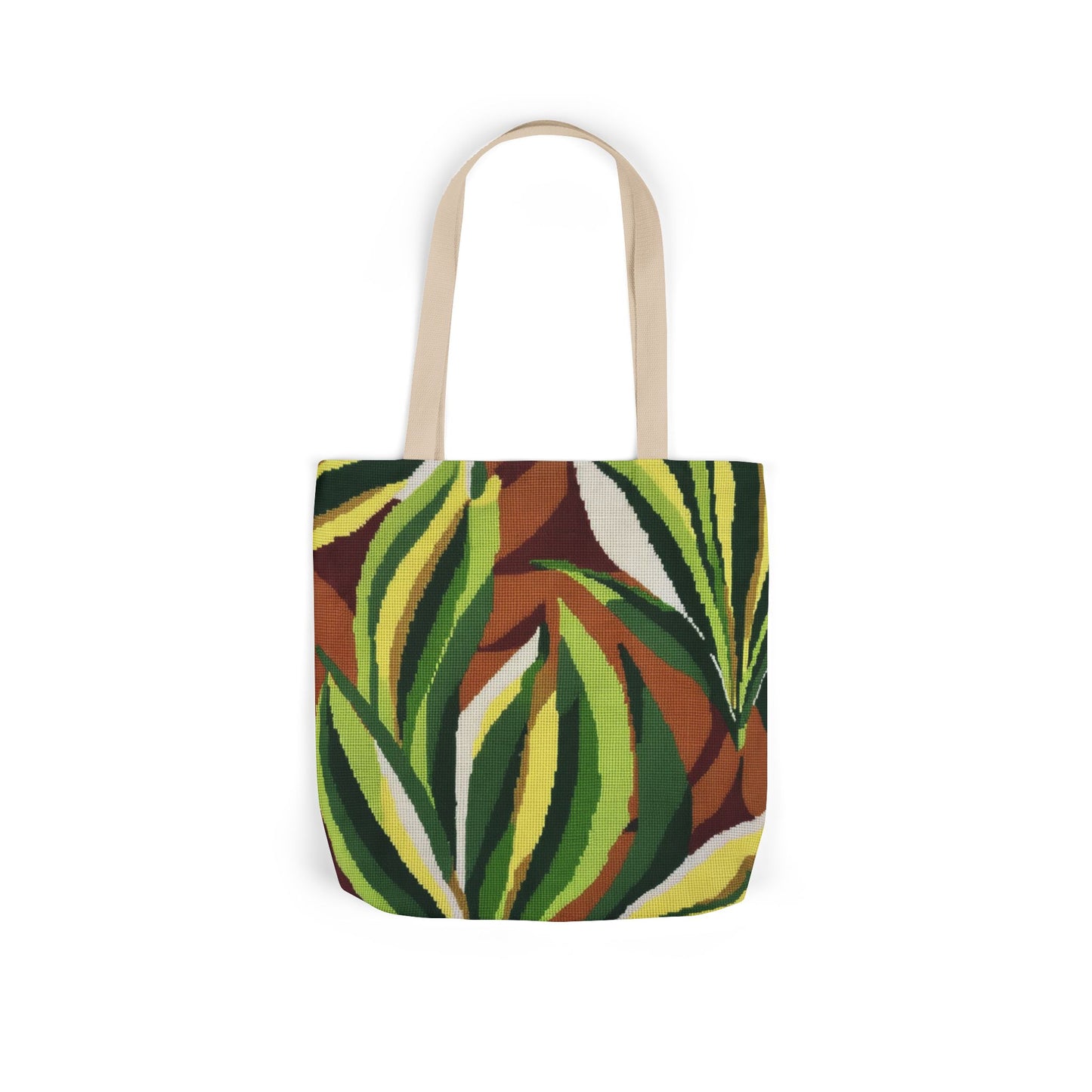 Botanical Leaves Canvas Tote — Green Tropical Leaf Print