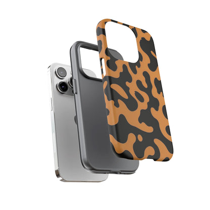Leopard Print Phone Case — Orange & Black Tough Pattern Protective Cover