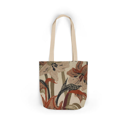 Vintage Floral Canvas Tote Bag — Earthy Botanical Print