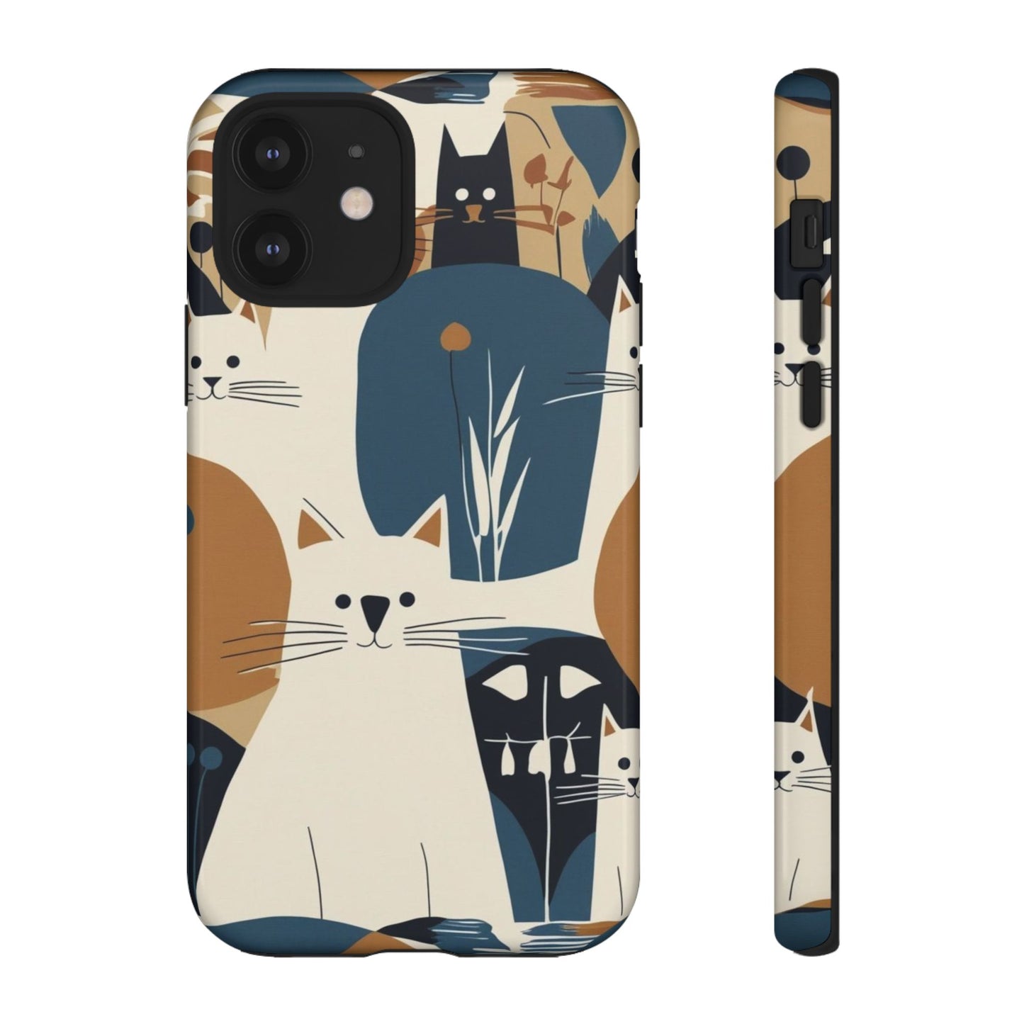 Cat Pattern Phone Case – Retro Abstract Cats Protective iPhone Cover