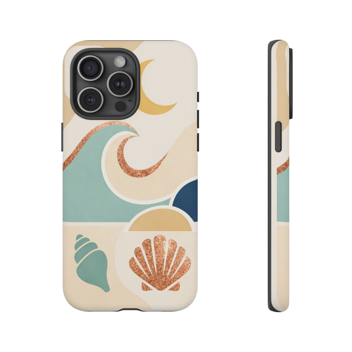 Sea Breeze Tough Phone Case — Retro Waves & Shells Design