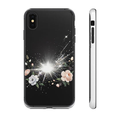 Floral Burst Phone Case — Protective Black Sparkle Design