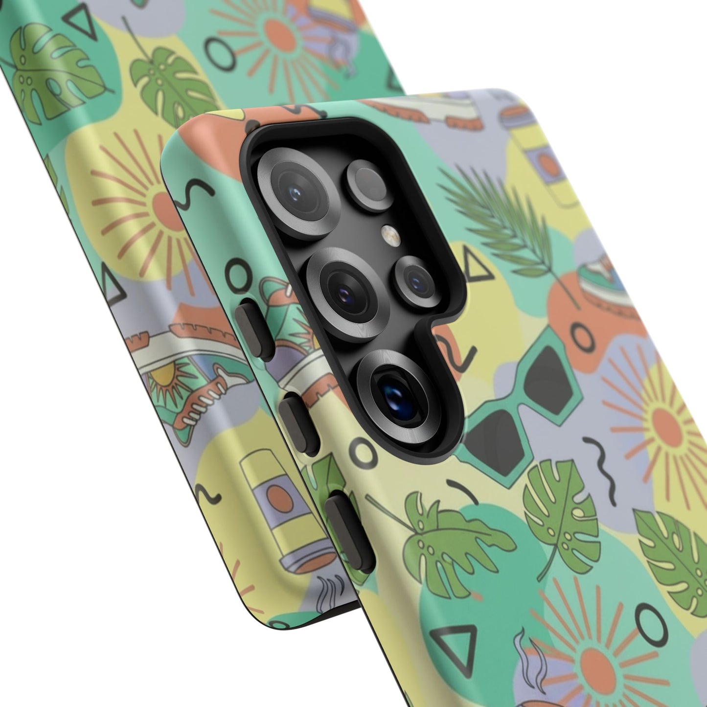 Tropical Summer Phone Case — Retro Sunglasses, Sneakers & Palm Pattern