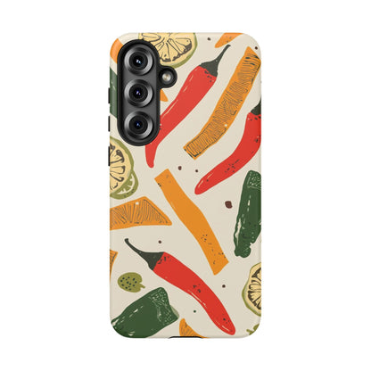 Spicy Peppers Phone Case – Colorful Chili, Lime & Citrus Pattern