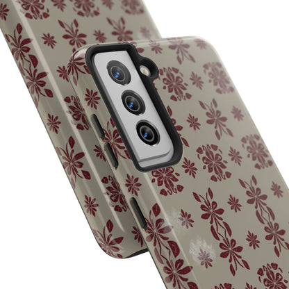 Tough Phone Case — Vintage Red Floral Pattern Protective Cover