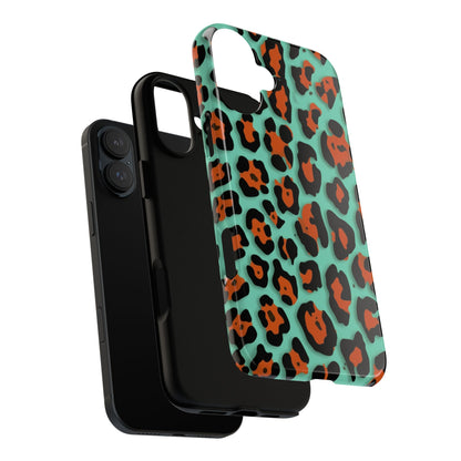 Teal & Rust Leopard Phone Case — Tough Protective Animal Print
