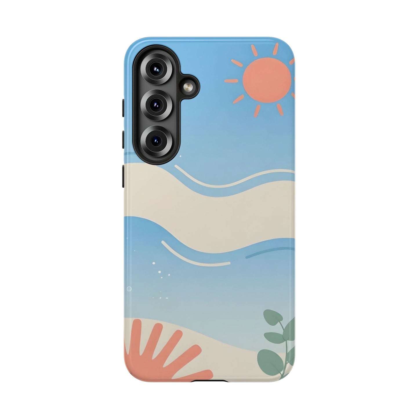 Beach Waves Tough Phone Case — Summer Sun & Seashell Protective Cover