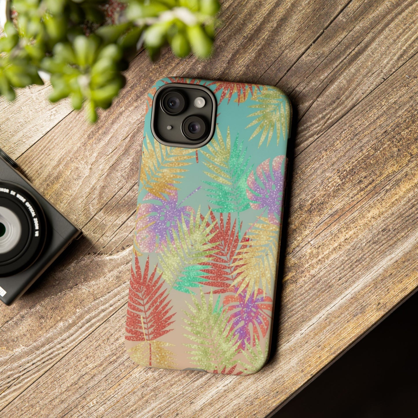 Tropical Palm Leaf Tough Phone Case – Colorful Pastel Botanical Protection