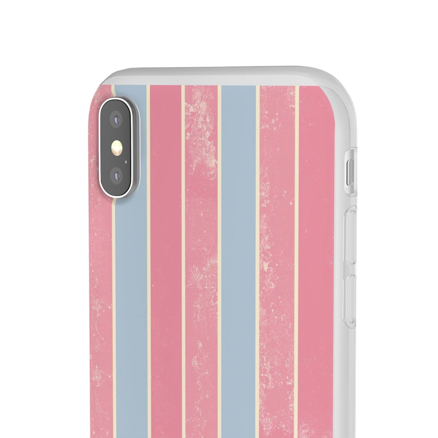 Striped Pink & Blue Phone Case — Retro Pastel Flexi Case