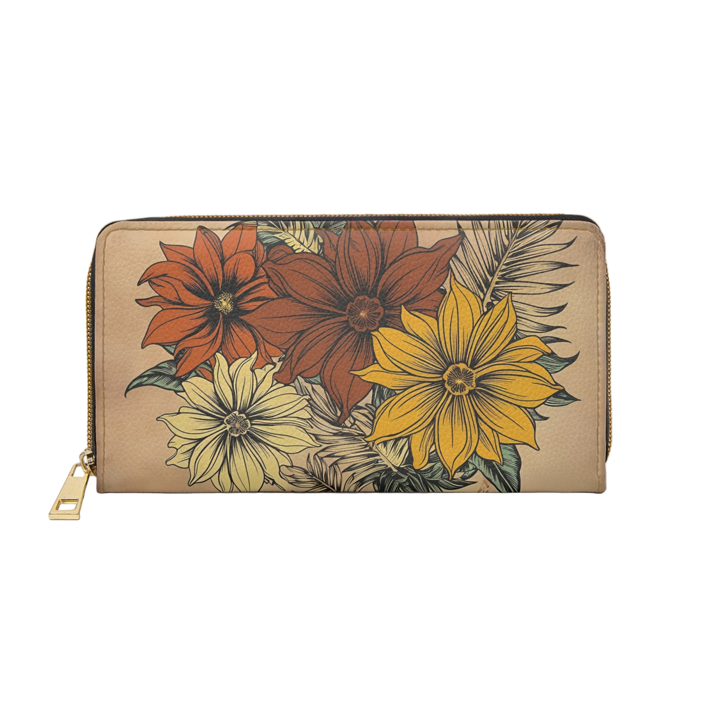 Women's Floral Coast Wallet - Summer Botanical Zipper Wallet