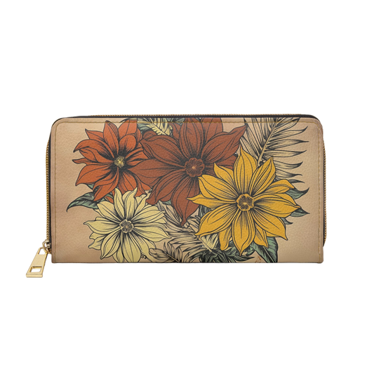 Women's Floral Coast Wallet - Summer Botanical Zipper Wallet