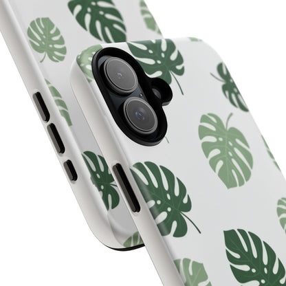 Monstera Leaf Tough Phone Case – Tropical Green Palm Pattern Protective Cover