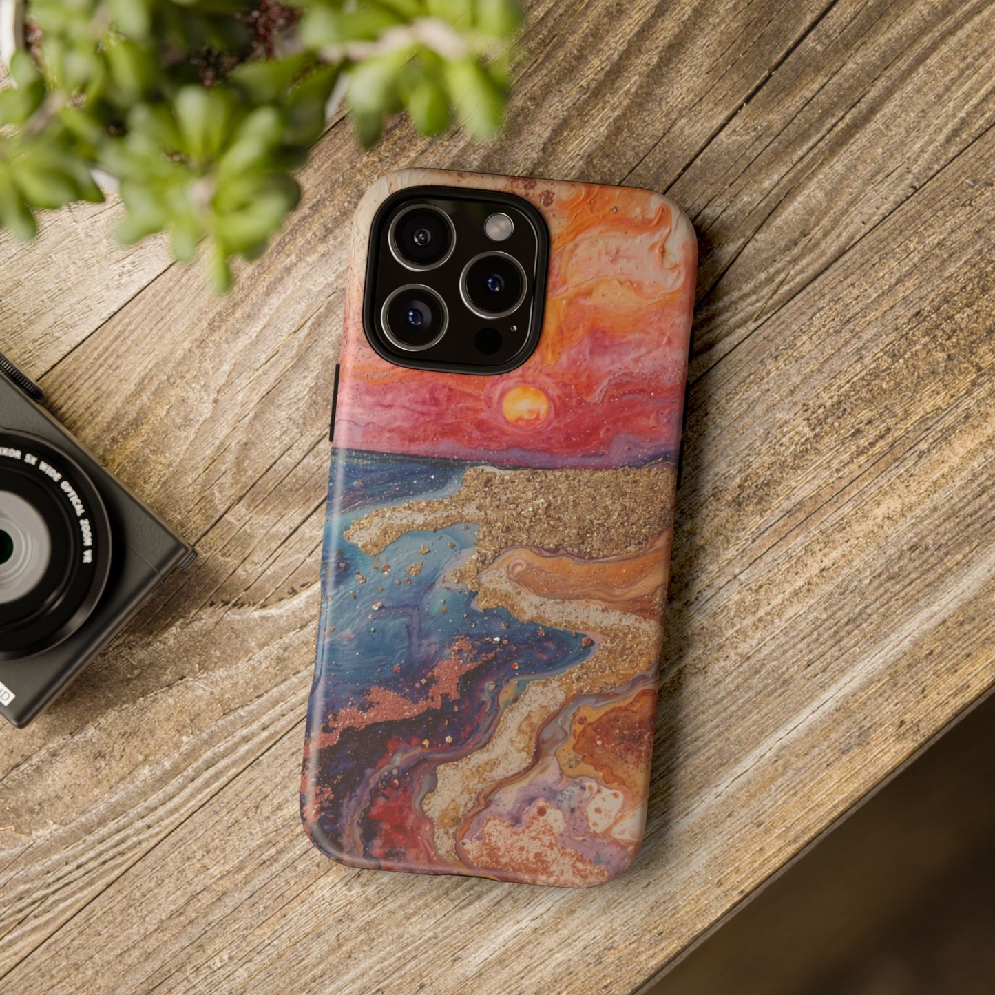 Sunset Coast Phone Case — Colorful Abstract Beach Art Tough Case