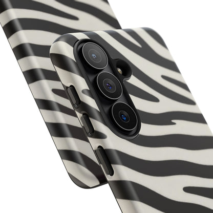 Zebra Print Tough Phone Case — Black & White Protective Cover