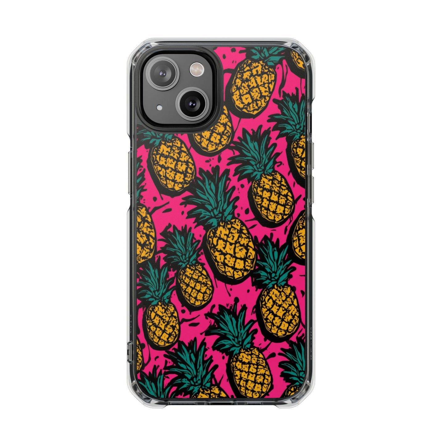 Pineapple Pop Clear Magnetic Phone Case — Impact-Resistant Tropical Design