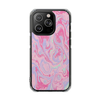 Pink Marble Magnetic Clear Phone Case — Impact-Resistant iPhone Cover