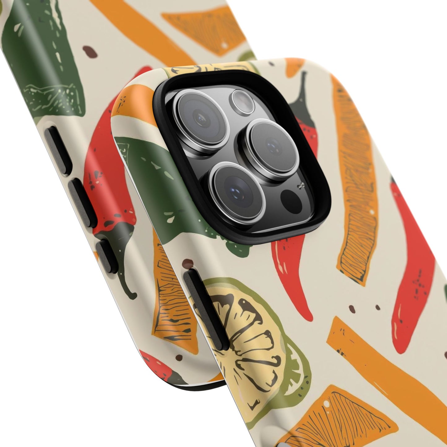 Spicy Peppers Phone Case – Colorful Chili, Lime & Citrus Pattern