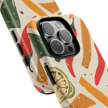 Spicy Peppers Phone Case – Colorful Chili, Lime & Citrus Pattern