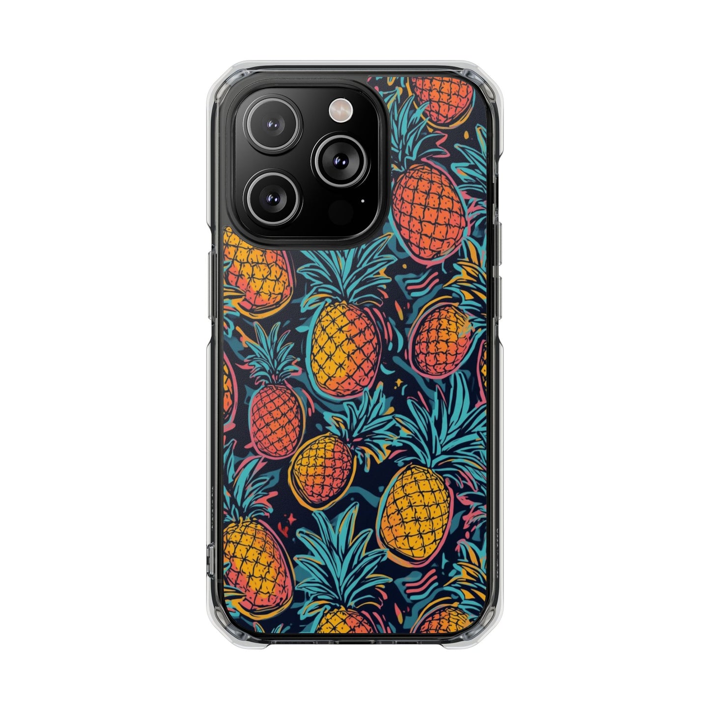 Pineapple Clear Magnetic Impact Phone Case — Tropical Pattern, Protective Clear Cover