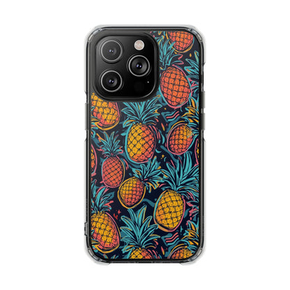 Pineapple Clear Magnetic Impact Phone Case — Tropical Pattern, Protective Clear Cover