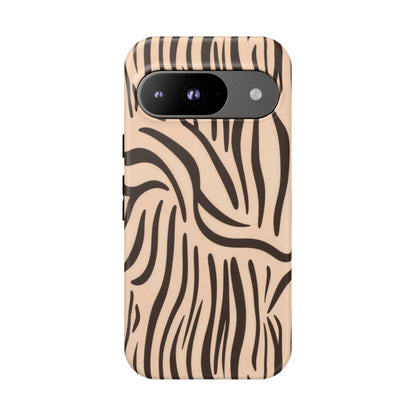 Zebra Stripe Tough Phone Case – Neutral Animal Print Protective Cover